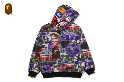BAPE 瘋狂補丁鯊魚全拉鍊連帽外套