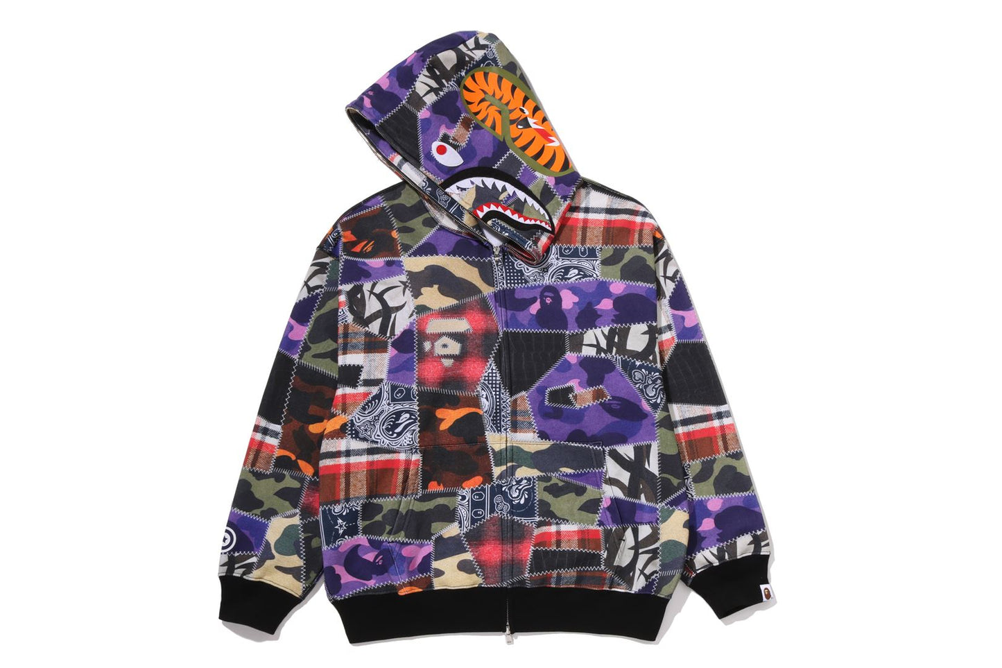 BAPE 瘋狂補丁鯊魚全拉鍊連帽外套
