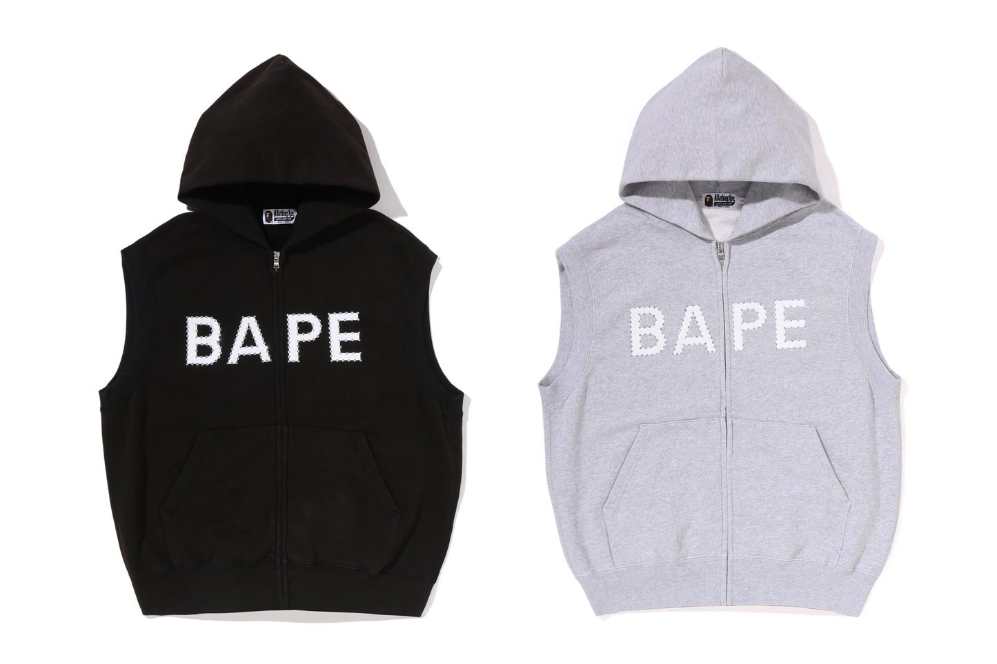 BAPE 重洗水洗水晶無袖寬鬆拉鍊連帽外套