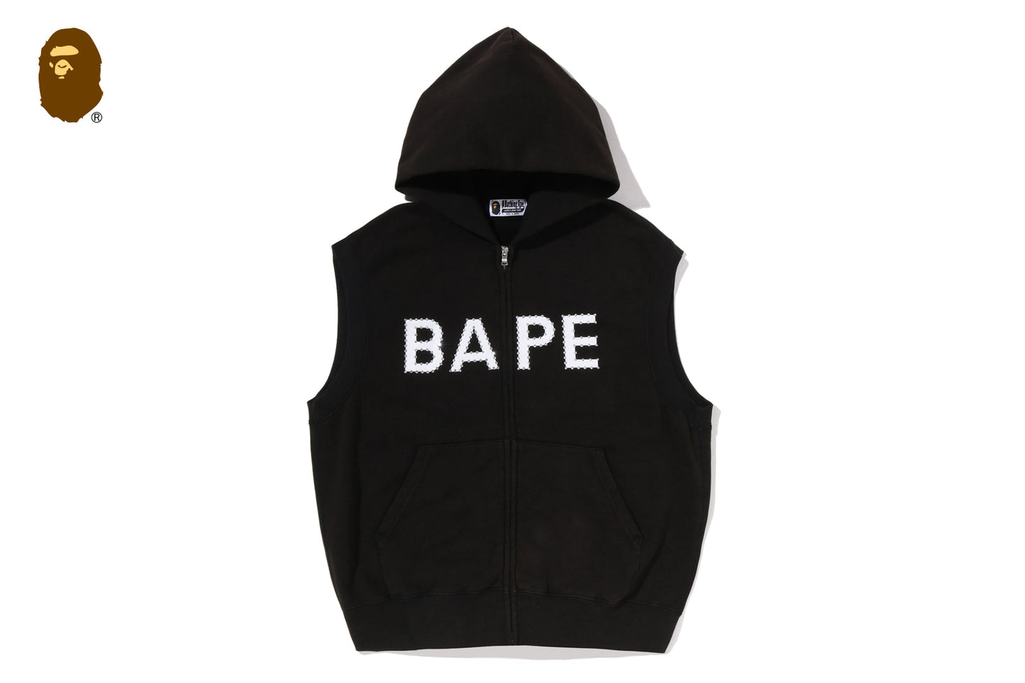 BAPE 重洗水洗水晶無袖寬鬆拉鍊連帽外套