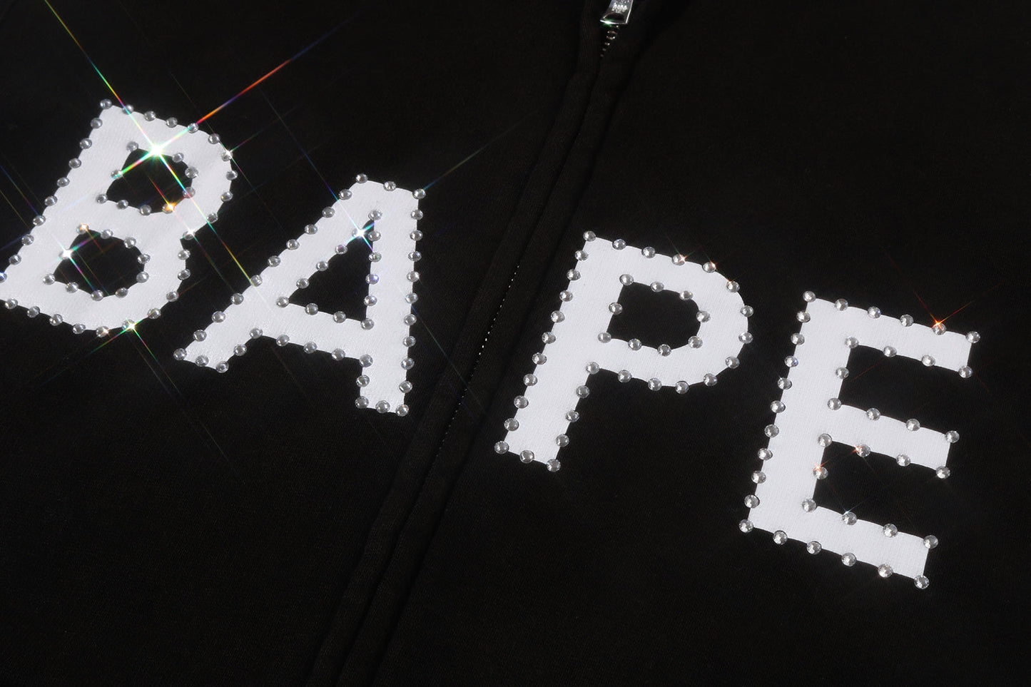 BAPE 重洗水洗水晶無袖寬鬆拉鍊連帽外套