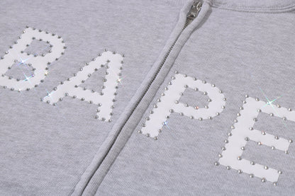 BAPE 重洗水洗水晶無袖寬鬆拉鍊連帽外套