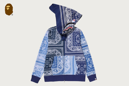 BAPE PAISLEY PATTERN SHARK FULL ZIP HOODIE