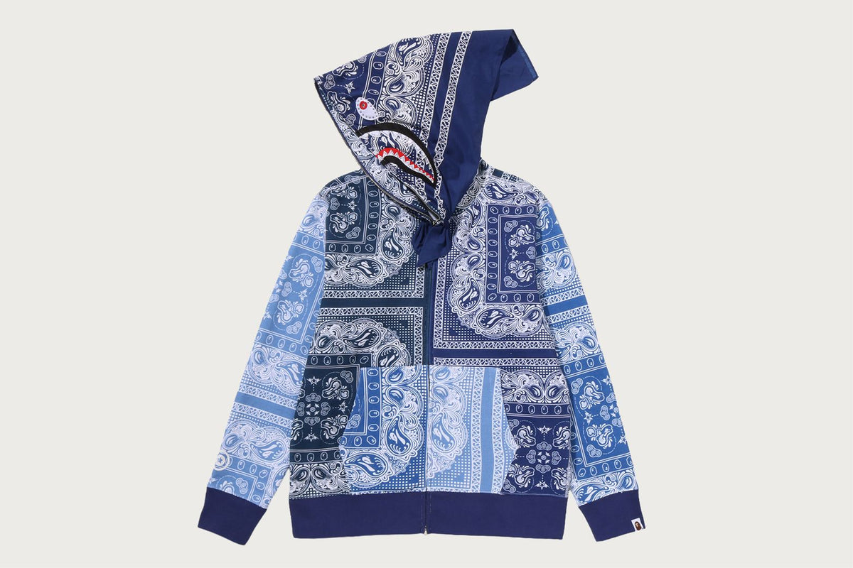 BAPE PAISLEY PATTERN SHARK FULL ZIP HOODIE