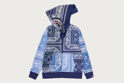 BAPE PAISLEY PATTERN SHARK FULL ZIP HOODIE