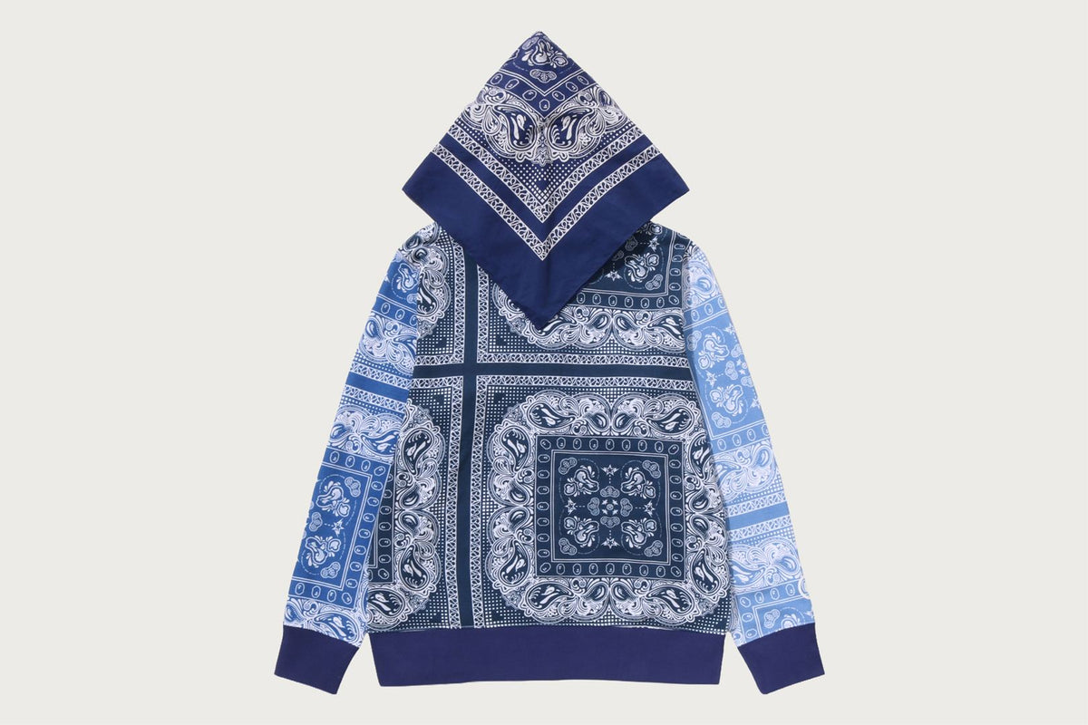 BAPE PAISLEY PATTERN SHARK FULL ZIP HOODIE
