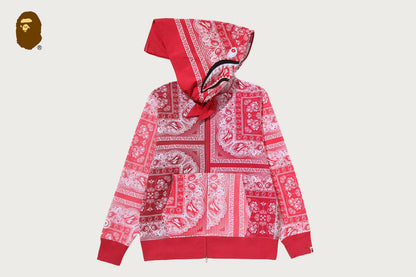 BAPE PAISLEY PATTERN SHARK FULL ZIP HOODIE
