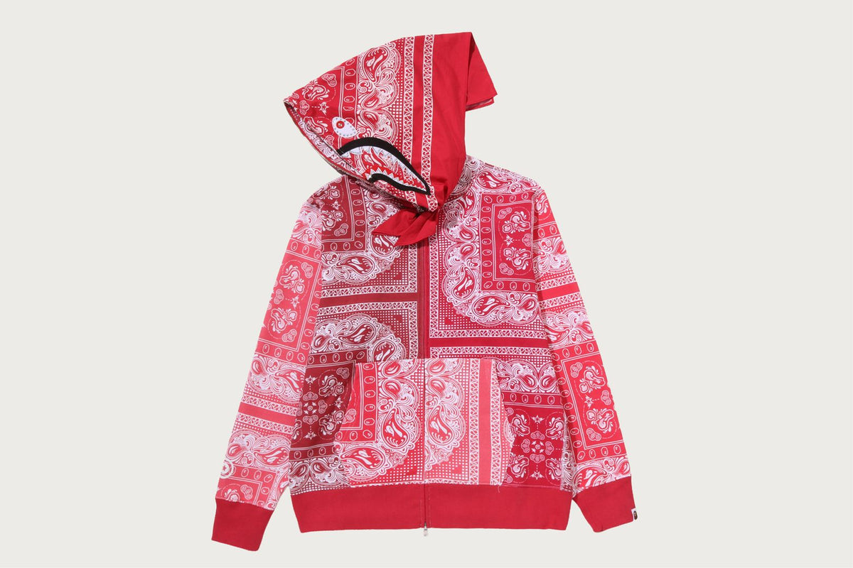 BAPE PAISLEY PATTERN SHARK FULL ZIP HOODIE