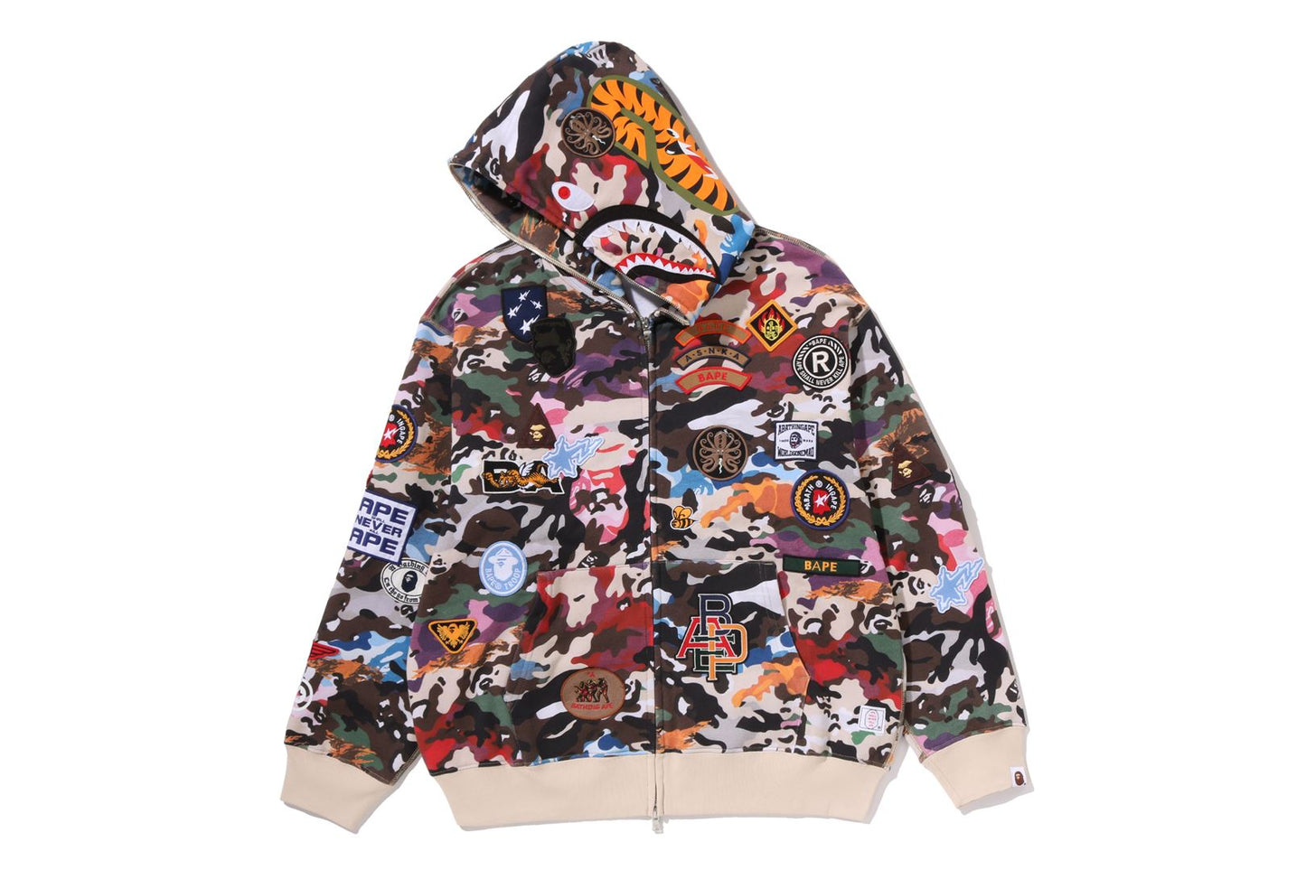 BAPE HYBRID CAMO 多功能徽章鯊魚鬆身全拉鏈連帽衫
