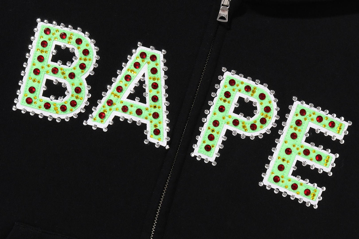 BAPE LOGO 水晶石 大碼拉鍊連帽外套