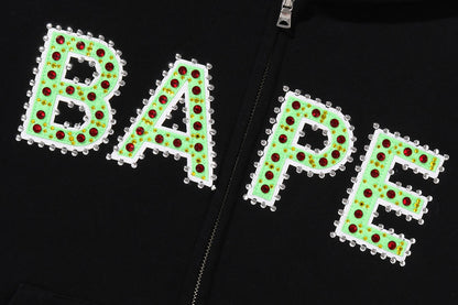 BAPE LOGO 水晶石 大碼拉鍊連帽外套