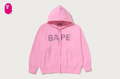 BAPE LOGO 水晶石 大碼拉鍊連帽外套