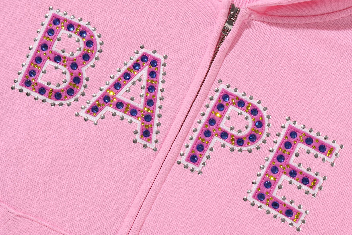 BAPE LOGO 水晶石 大碼拉鍊連帽外套