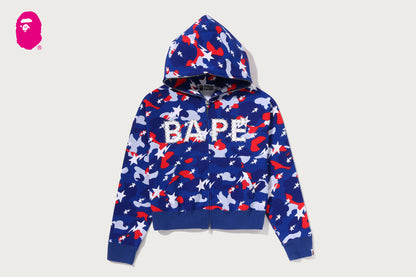 BAPE STA STRIKE CAMO LOGO CROPPED FULL ZIP HOODIE