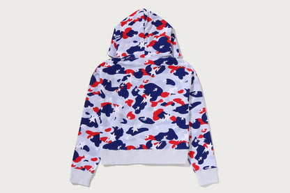 BAPE STA STRIKE CAMO LOGO CROPPED FULL ZIP HOODIE