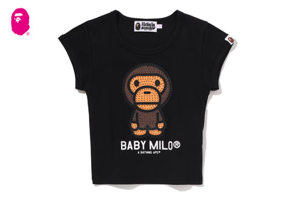 BAPE BABY MILO CRYSTAL STONE CROPPED TEE