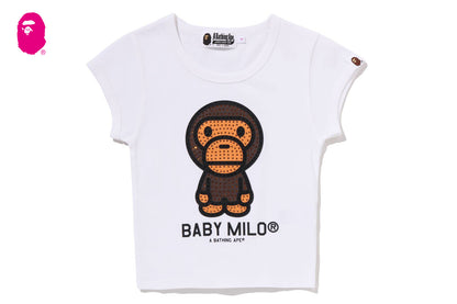 BAPE BABY MILO CRYSTAL STONE CROPPED TEE