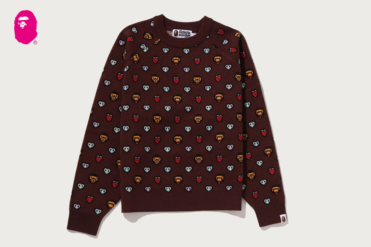 BAPE MILOGRAM SWEETS PATTERN OVERSIZED SWEATER