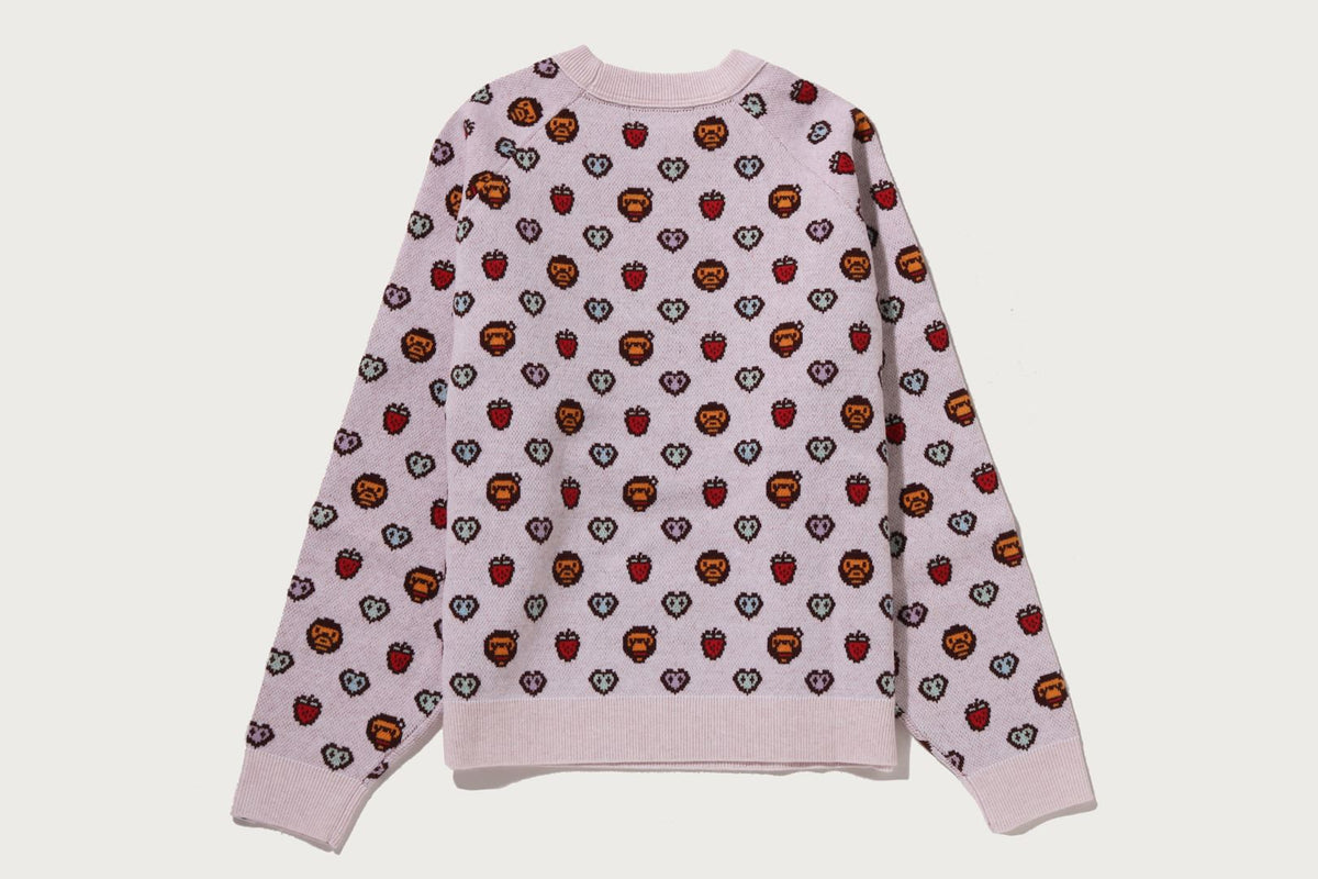 BAPE MILOGRAM SWEETS PATTERN OVERSIZED SWEATER