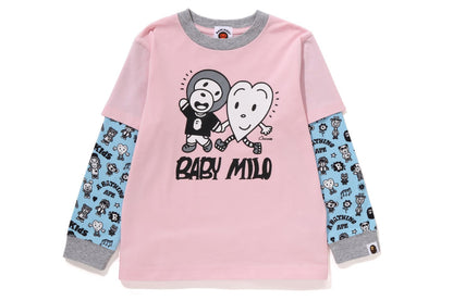 BAPE KIDS X CHOCOMOO MILO FRIENDS 層次長袖T恤