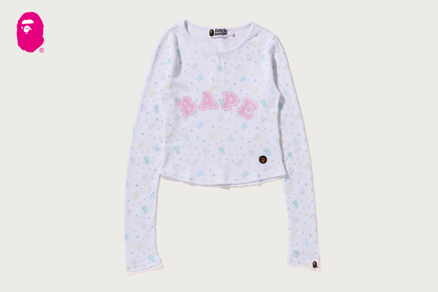 BAPE LISA MILO STA PATTERN 瓦夫薄長袖T恤