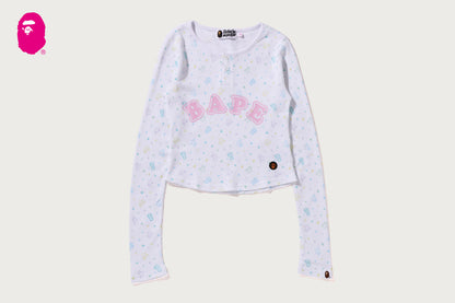 BAPE LISA MILO STA PATTERN 瓦夫薄長袖T恤