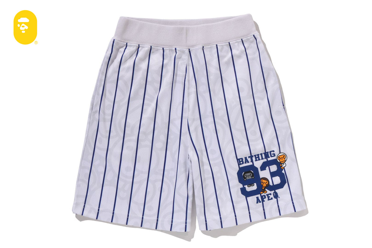 BAPE ALL BABY MILO STRIPE MILO BASEBALL SHORTS