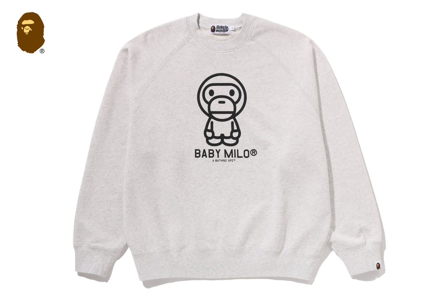 BAPE HEAVY WASH BABY MILO RELAXED FIT CREWNECK SWEATSHIRT
