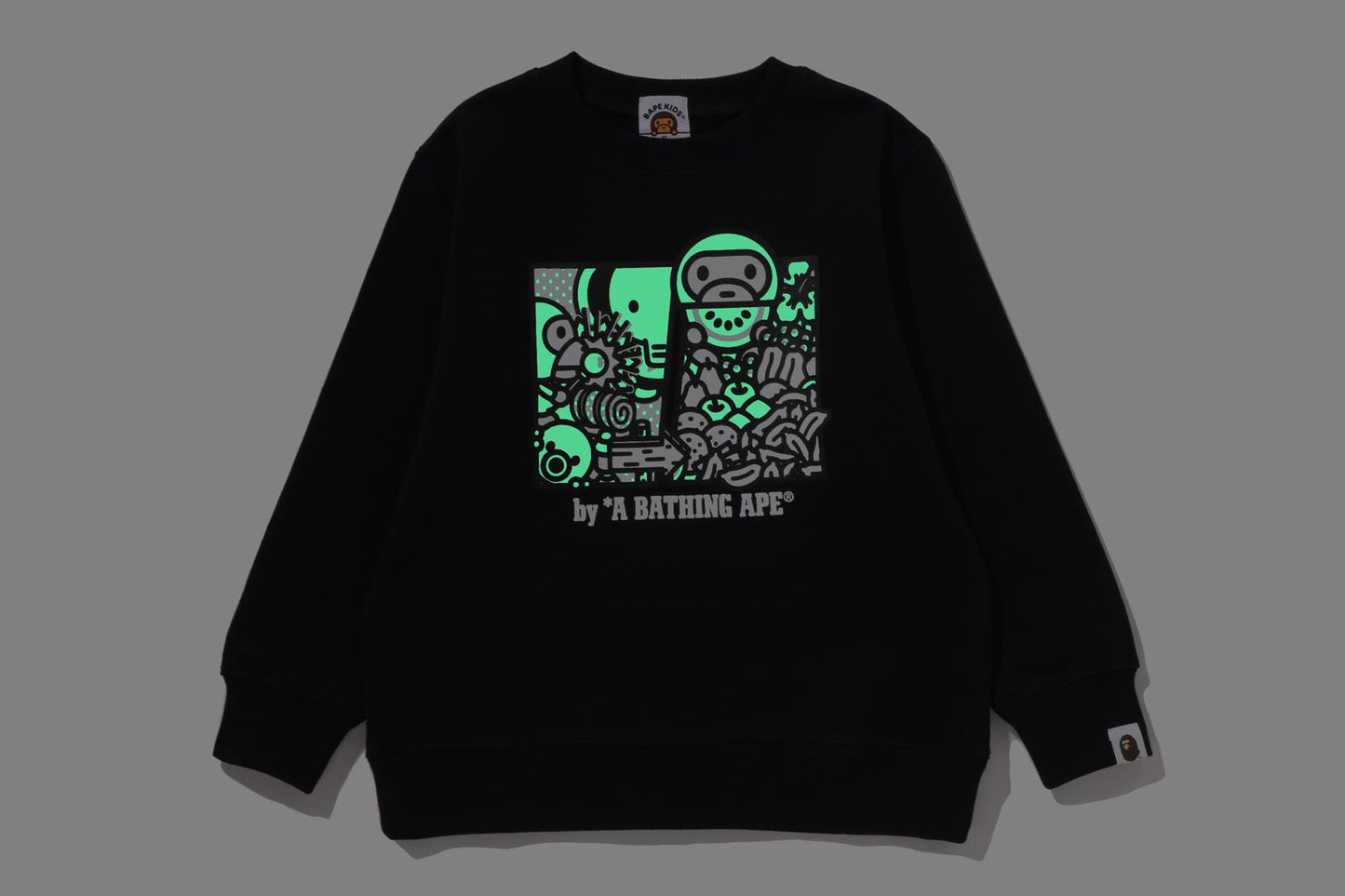 BAPE BABY MILO FRIENDS 夜光圓領運動衫