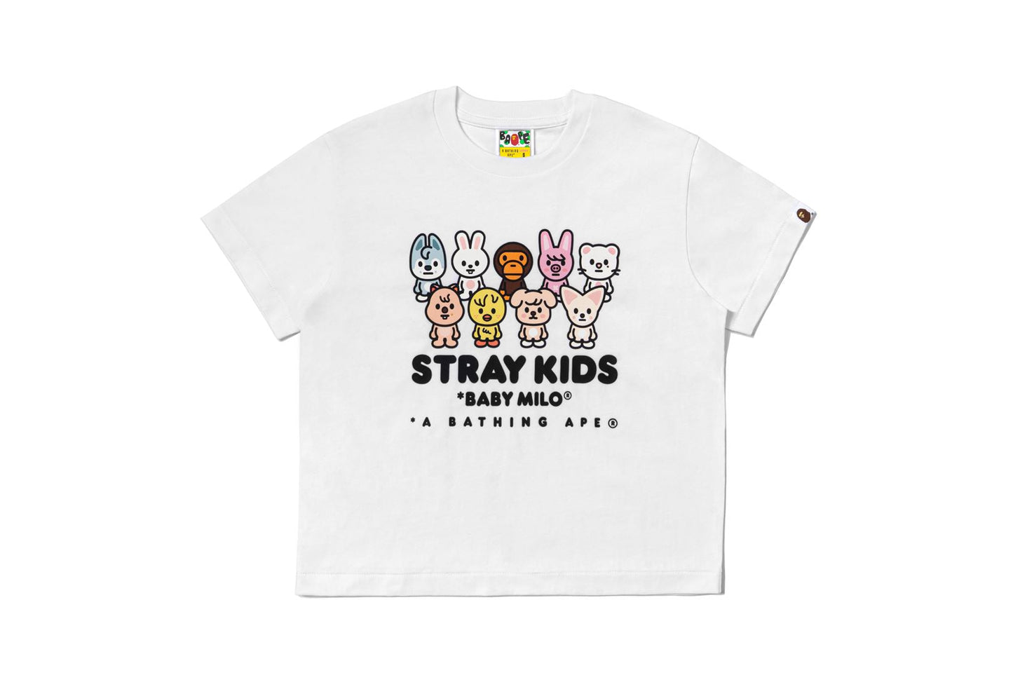 BAPE X STRAY KIDS BABY MILO 與 SKZOO 家族寬鬆版 T 恤