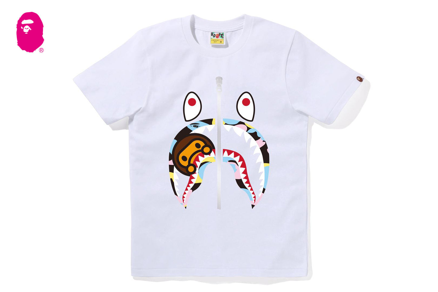 BAPE NEW MULTI CAMO MILO SHARK TEE