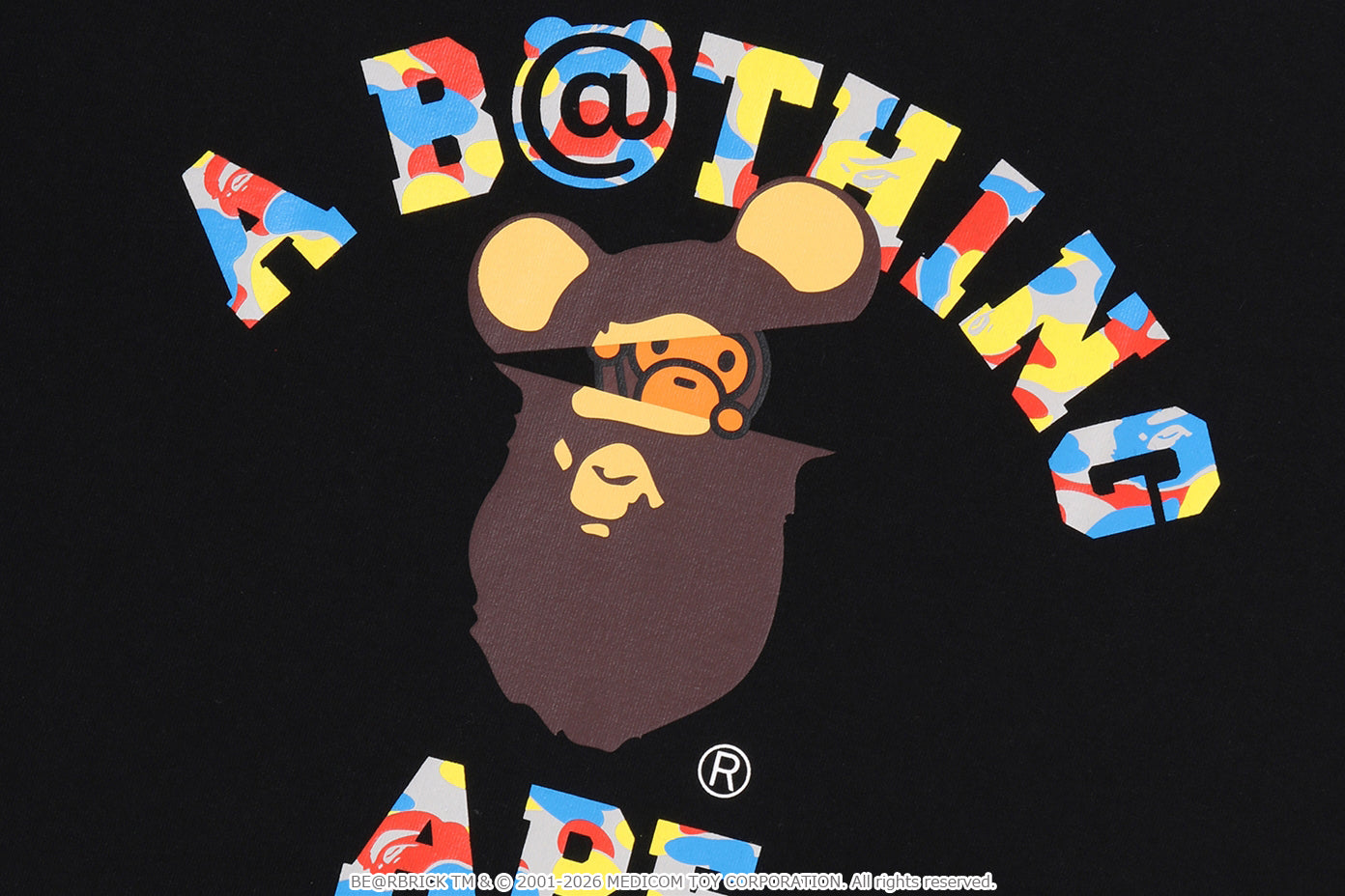 BAPE X MEDICOM TOY 30TH ANNIV. COLLEGE MILO TEE