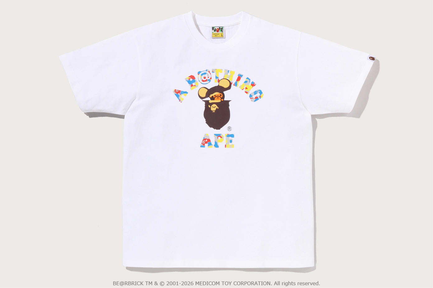 BAPE X MEDICOM TOY 30TH ANNIV. COLLEGE MILO TEE