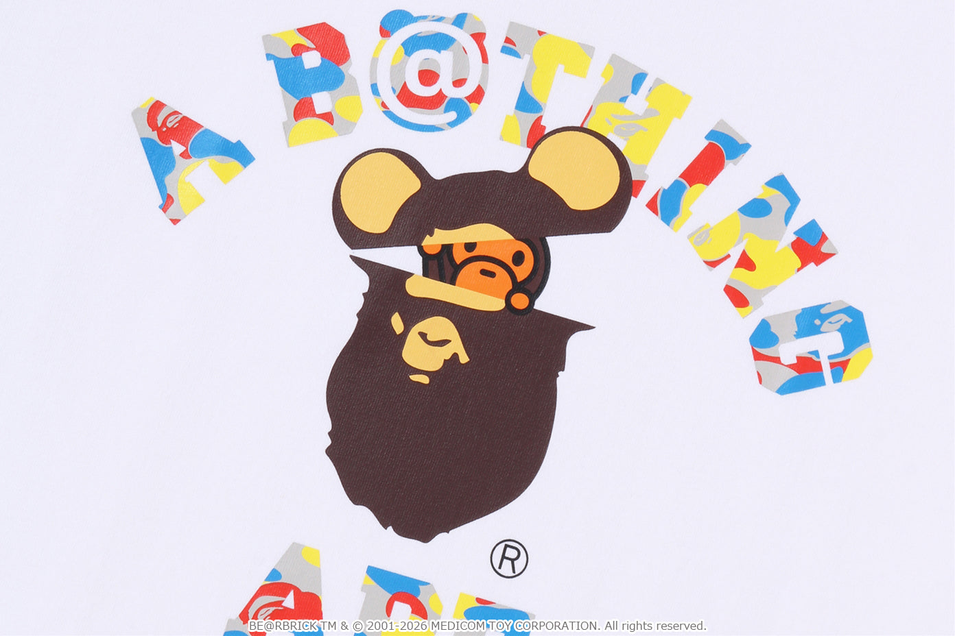BAPE X MEDICOM TOY 30TH ANNIV. COLLEGE MILO TEE