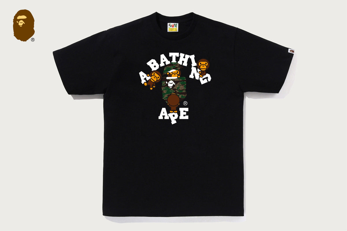 BAPE TIGER CAMO COLLEGE MILO T恤