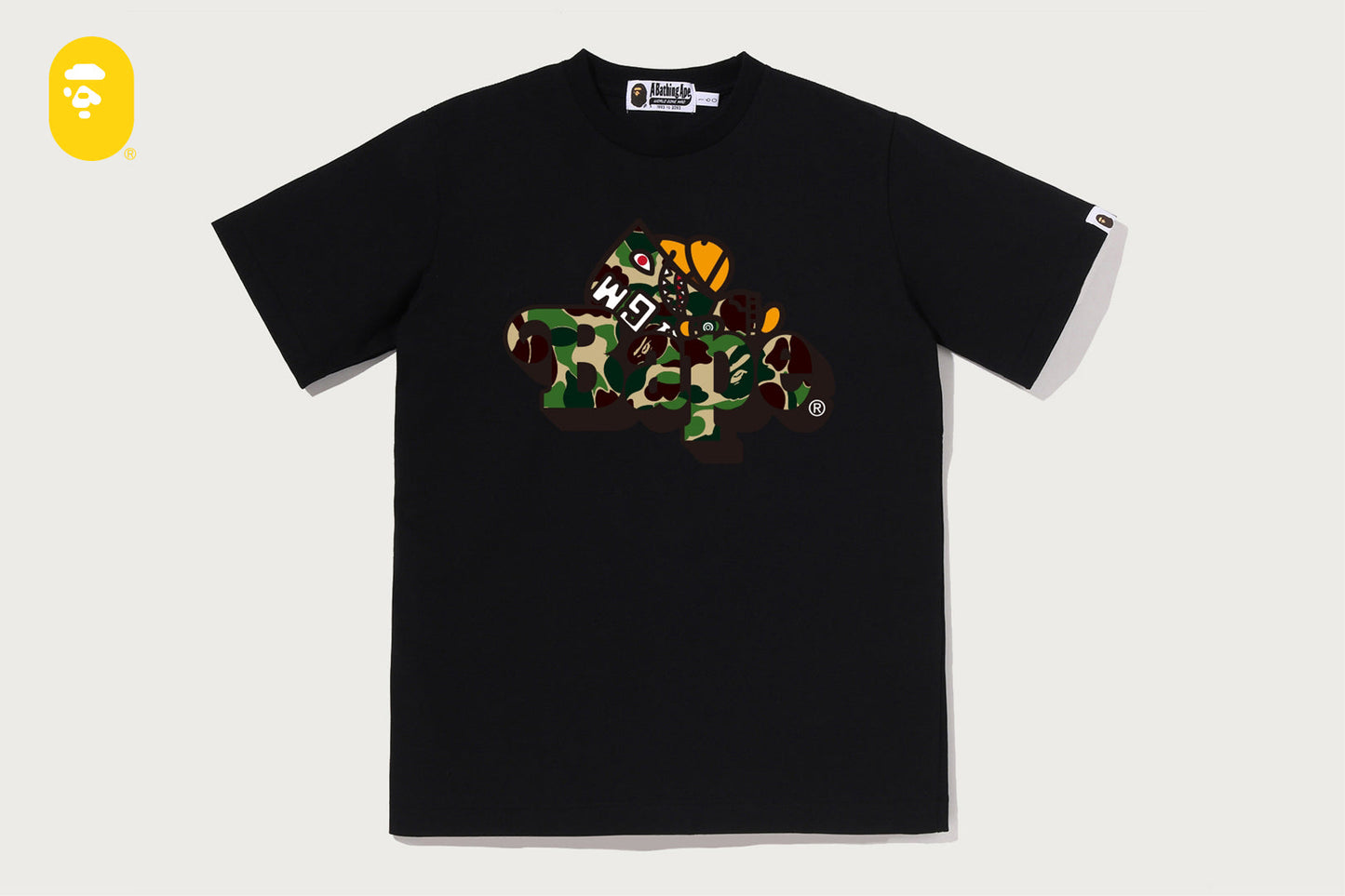 BAPE ABC CAMO SHARK MILO ON BAPE TEE