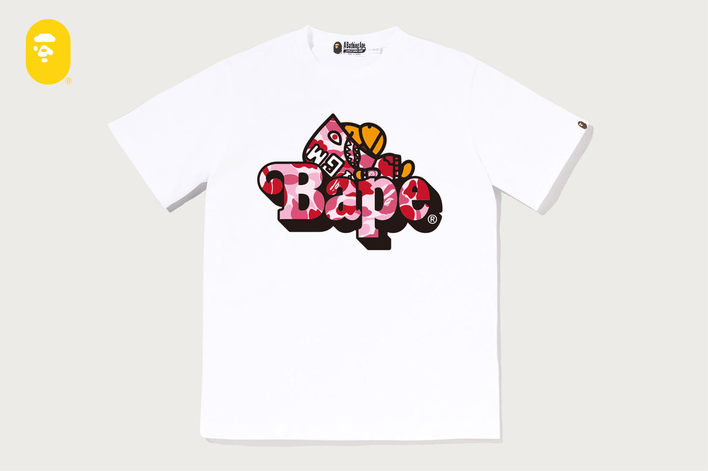 BAPE ABC CAMO SHARK MILO ON BAPE TEE