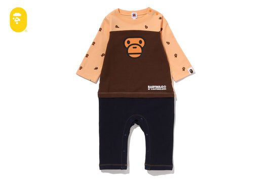 BAPE BABY MILO MONOGRAM FACE FRIENDS ROMPERS