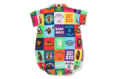 BAPE BABY MILO PATCHWORK 開襟襯衫連身衣