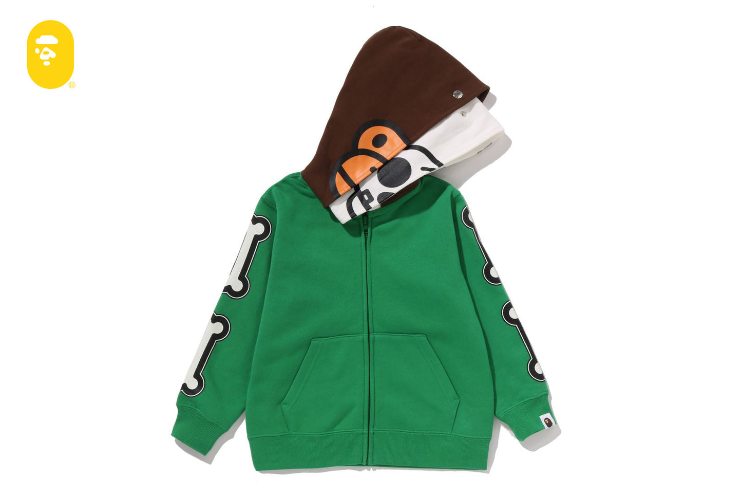 BAPE BABY MILO SKULL ZIP DOUBLE HOODIE