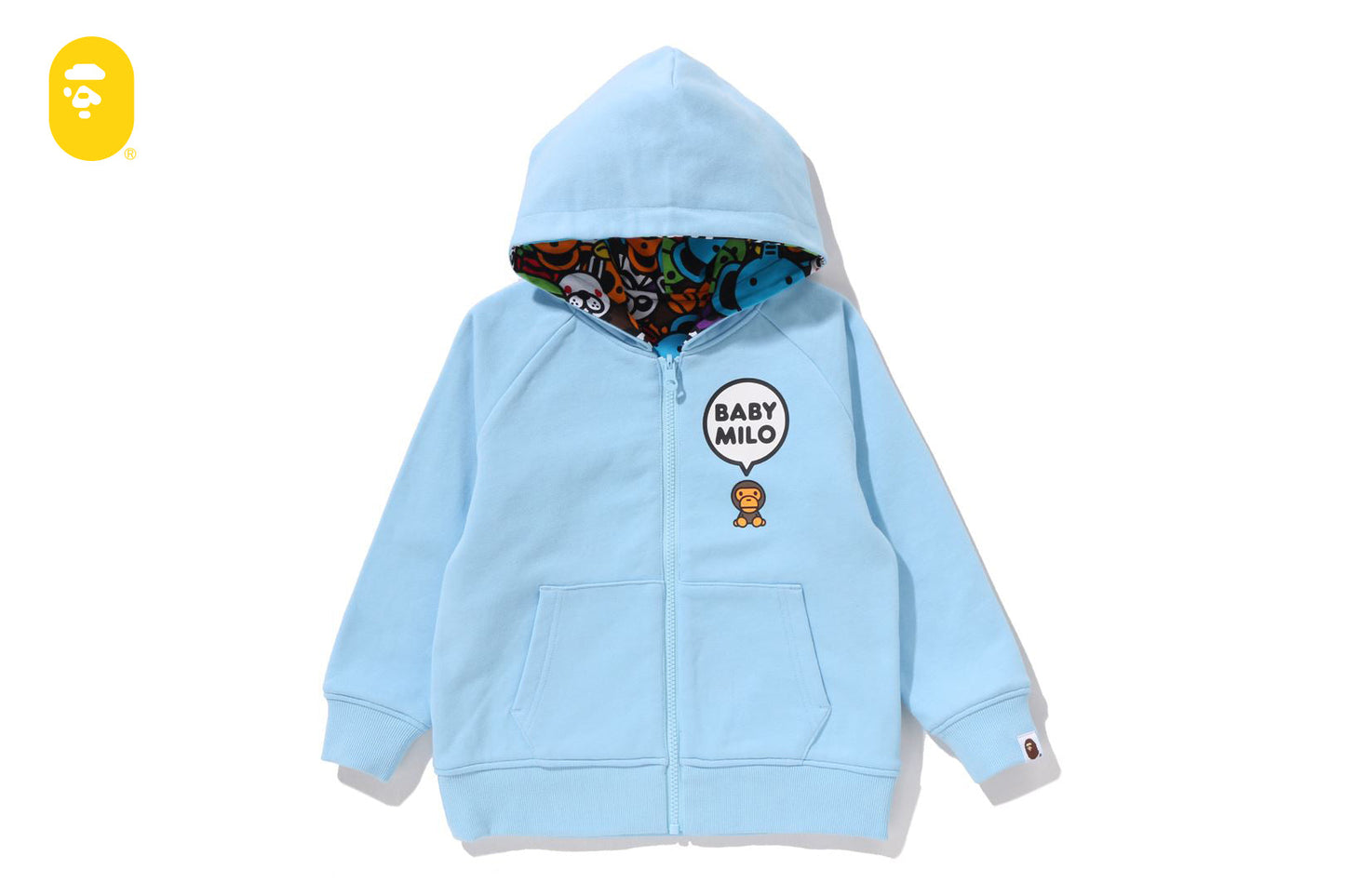 BAPE BABY MILO PATTERN REVERSIBLE ZIP HOODIE