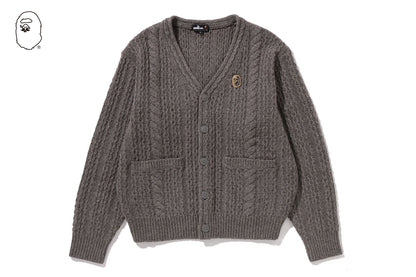 BAPE CABLE SWEATER KNIT CARDIGAN