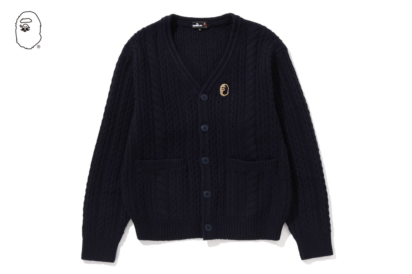 BAPE CABLE SWEATER KNIT CARDIGAN