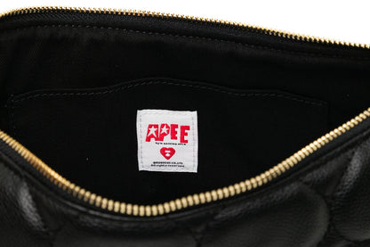 BAPE QUILTED HEART MONOGRAM MINI HANDBAG
