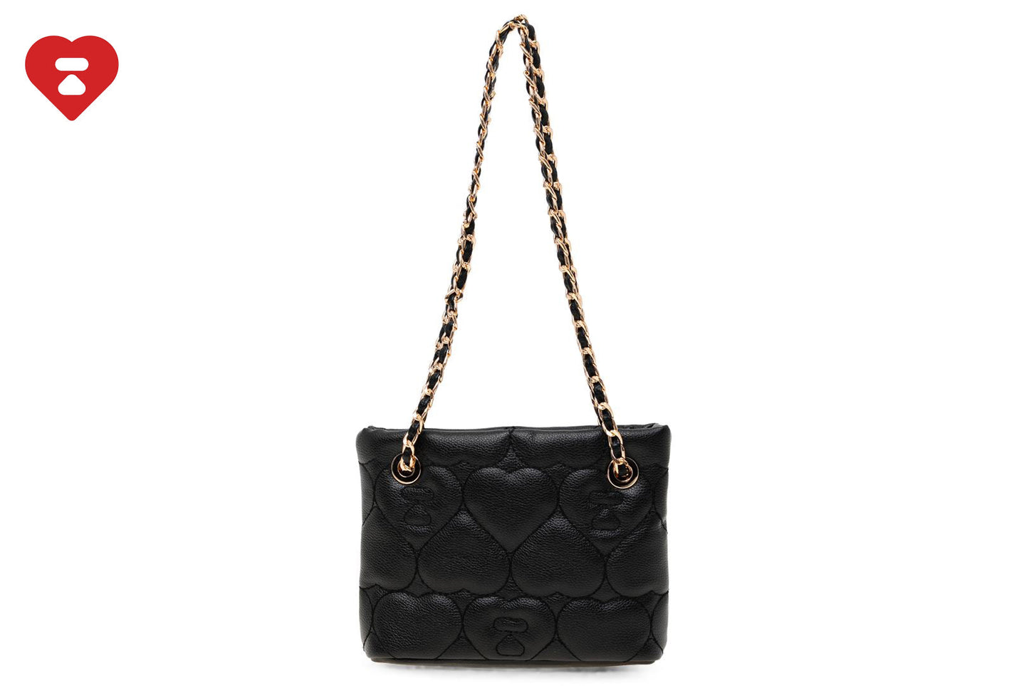 BAPE QUILTED HEART MONOGRAM HANDBAG