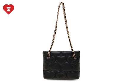 BAPE QUILTED HEART MONOGRAM HANDBAG