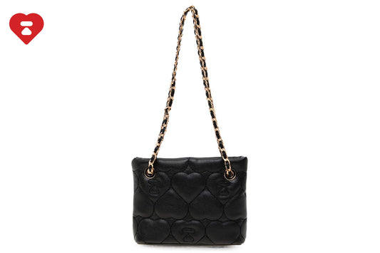BAPE QUILTED HEART MONOGRAM HANDBAG