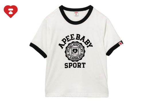 BAPE 大學印花圓領短版T恤