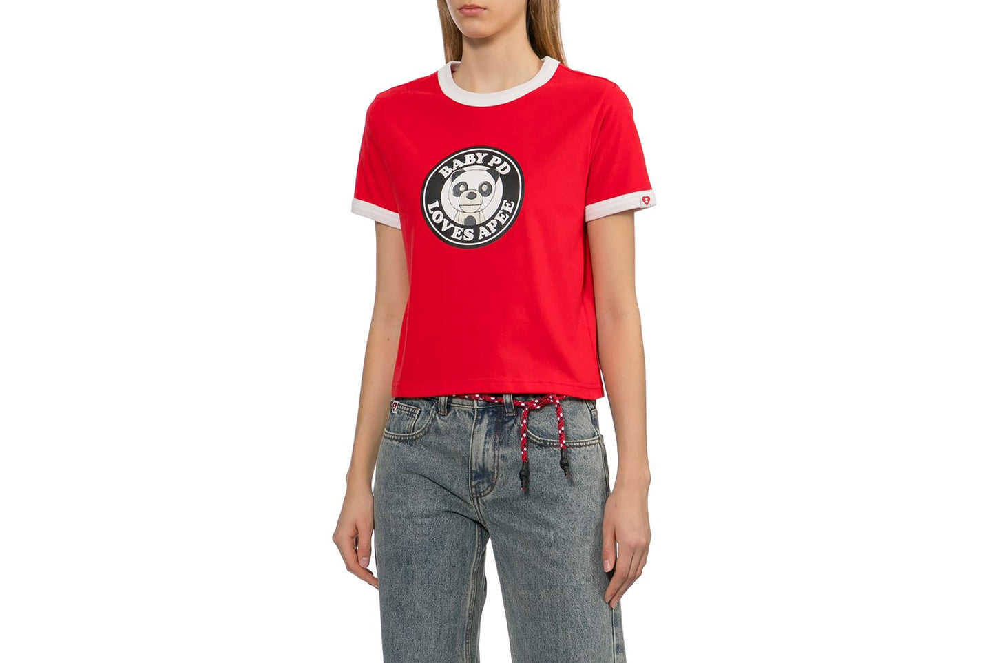 BAPE MILO PD PRINTED RINGER CROP TEE