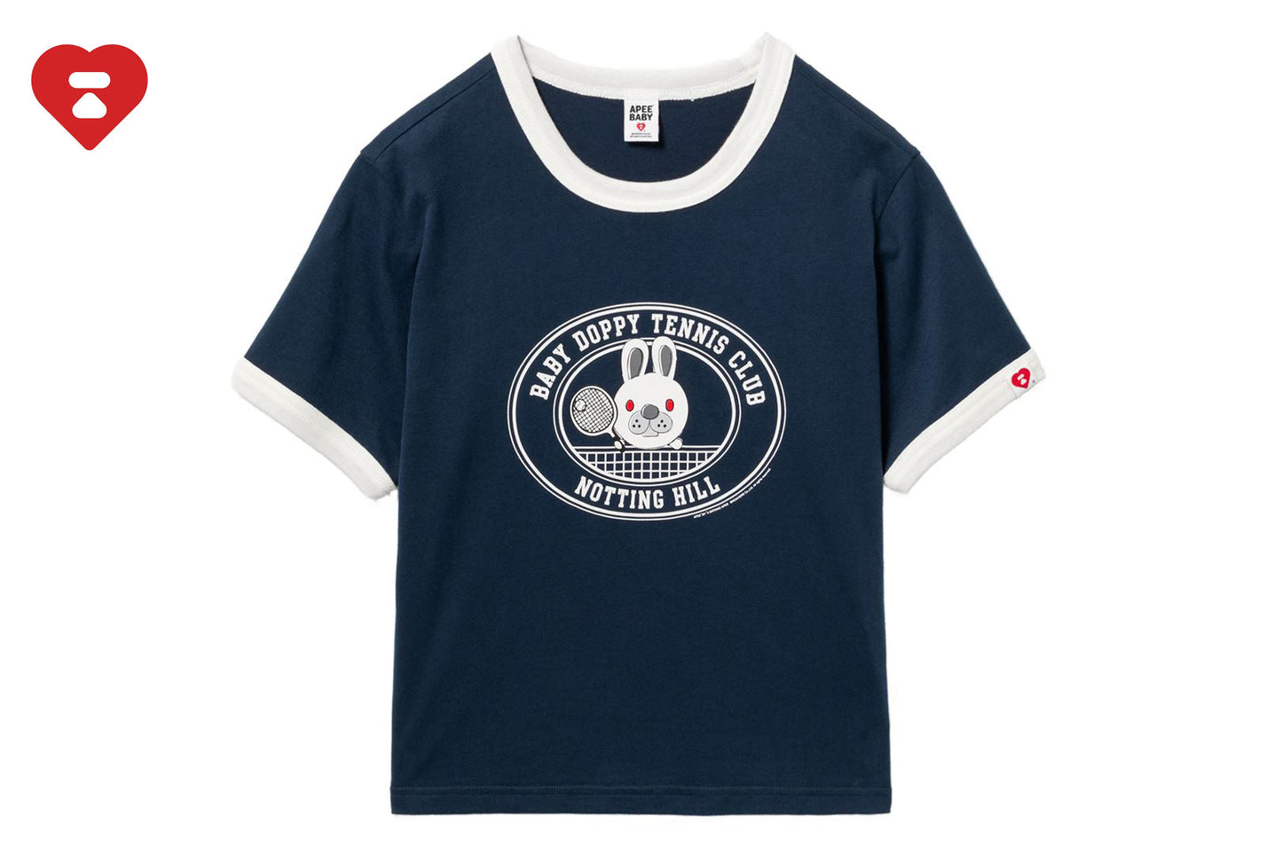 BAPE BABY DOPPY PRINTED RINGER CROP TEE